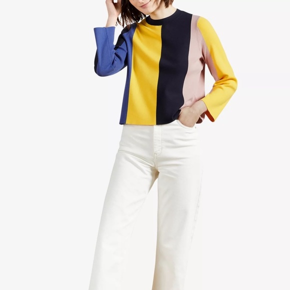 Ted Baker Fenchi stripe-print A-line woven jumper - Picture 2 of 5